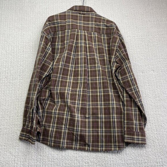 Khakis By Arrow Preppy Oxford Button Down Thick Shirt Men Size 2XL Brown Plaid - Picture 10 of 14